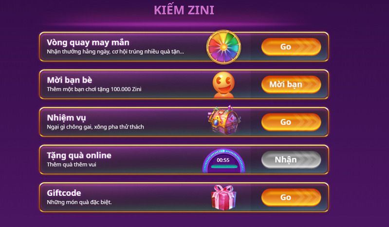 Kho tàng game khổng lồ tại Zini Club