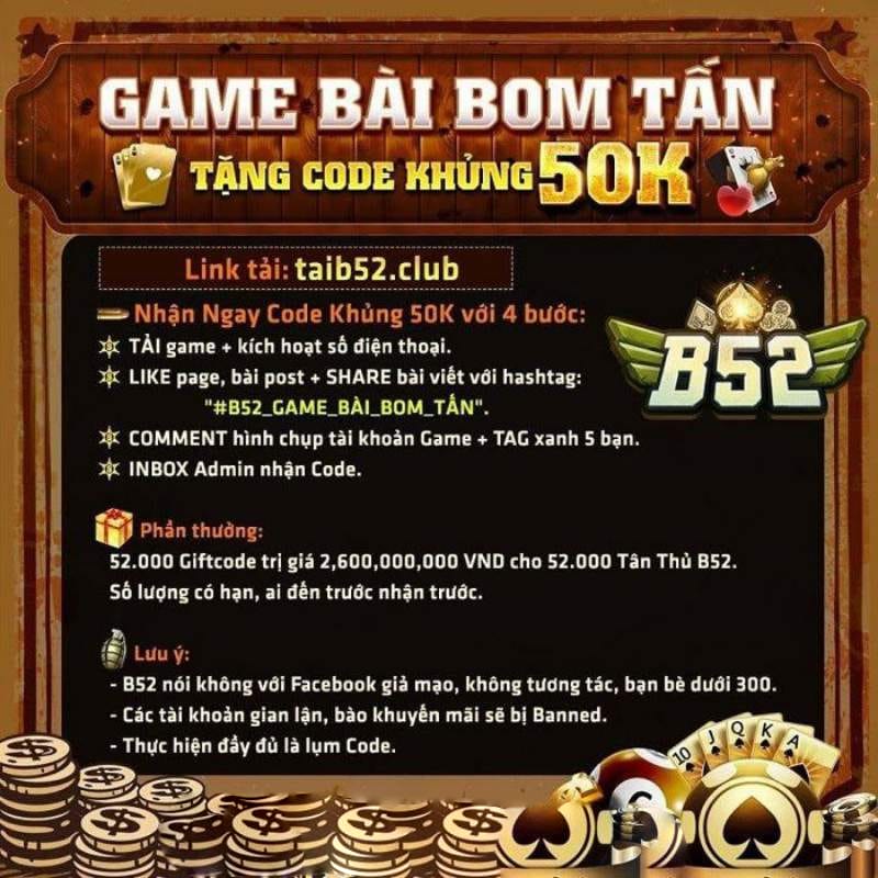 Làm sao để có thể nhận code tân thủ B52?